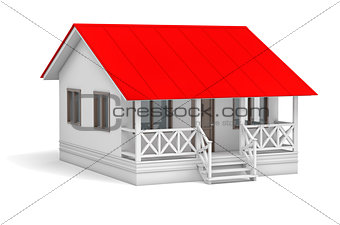 A small house with red roof