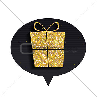 Gold Glitter Shiny Gift Box Speech Bubble Background
