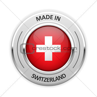 Silver medal Made in Switzerland with flag