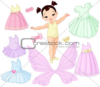 Baby Girl with Different Fairy, Ballet and Princess Dresses 