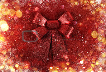 Glittering red ribbon bow for xmas