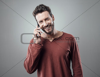 Young man having a phone call