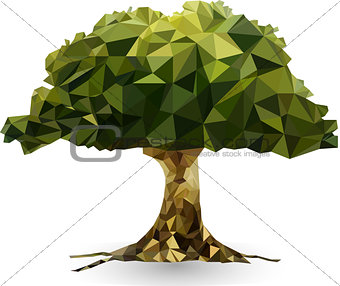 green tree in a triangular style vector illustration