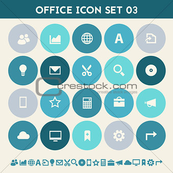 Office 3 icon set. Multicolored flat buttons