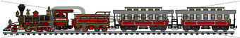 Vintage red american steam train