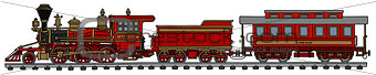 Classic red american steam train