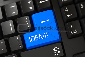 Idea CloseUp of Blue Keyboard Keypad. 3D.
