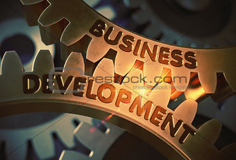 Business Development Concept. Golden Gears. 3D Illustration.