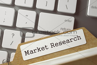 Index Card with Inscription Market Research. 3D.