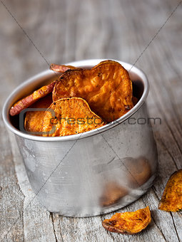 rustic golden sweet potato chips