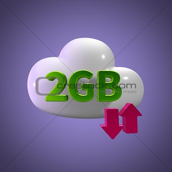 3D Rendering Cloud Data Upload Download illustration 2 GB Capaci
