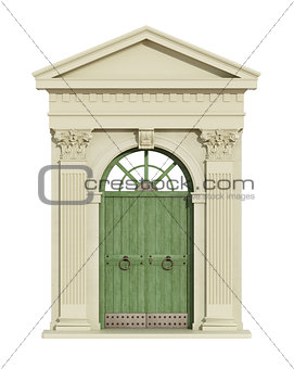 Front view of a classic arch with front door