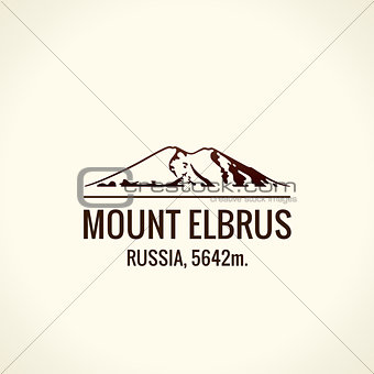 Mountain tourist vector logo. Emblem Mount adventures outdoors. Icon of the world highest mountains