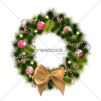Abstract Beauty Christmas and New Year Background with Wreath. V