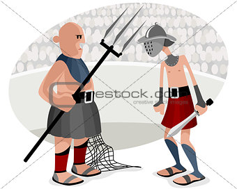 Gladiatorial battles in arena