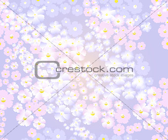 Soft blue background with cherry, summer seamless pattern. Sakura blossoms background. EPS10 vector illustration