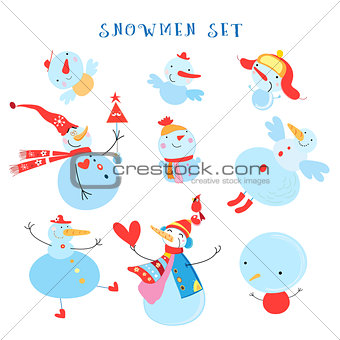 Vector collection of snowmen