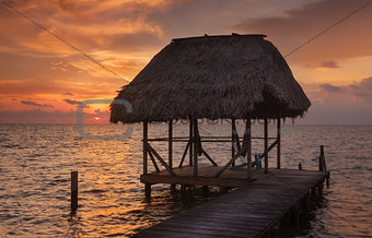 Belize Hut During Sunset
