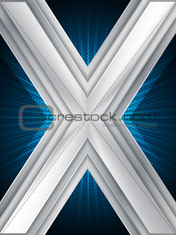 Abstract blue brochure with huge metallic X