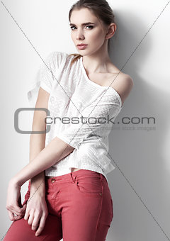Beautiful young fashion girl model posing