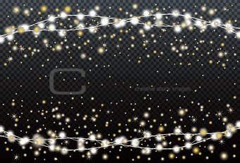 Gold Glitter Stardust Background with Garland.