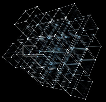 Abstract cubes. Network connection background