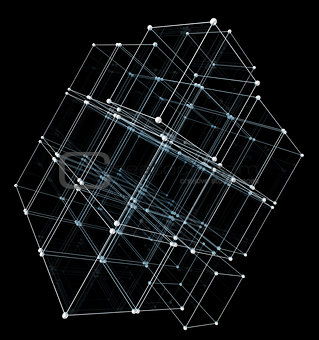 Abstract cubes. Network connection background