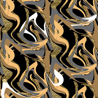 Black and gold marble floor seamless texture tile.