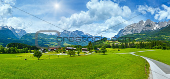 Summer sunshiny Alpine country panorama