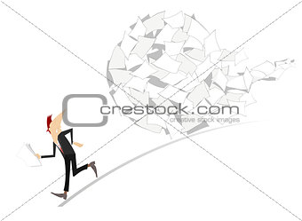 Businessman and big ball of documents