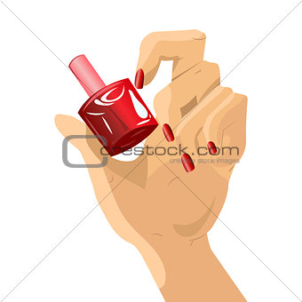 Woman hand holding a bottle with nail polish