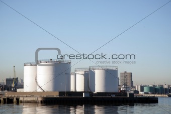 Storage tanks in Aberdeen Harbour