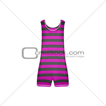 Striped retro swimsuit in purple and black design