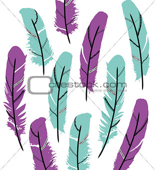 Colorful vector feathers