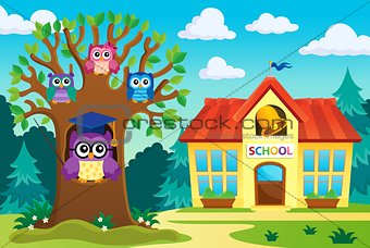 Tree with stylized school owl theme 6