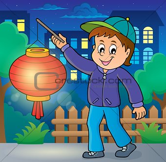 Boy with paper lantern theme image 2