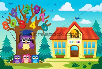 Tree with stylized school owl theme 8