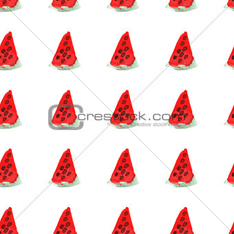 Seamless natural color pattern of red ripe watermelon. Natural seamless pattern of garden market fruits