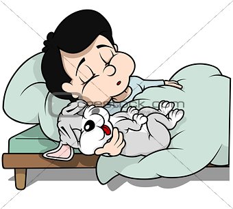 Sleeping Boy with Puppy Dog