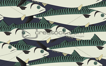 Seamless pattern mackerel close up