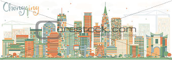 Abstract Chongqing Skyline with Color Buildings.