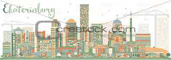 Abstract Ekaterinburg Skyline with Color Buildings.