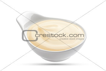 Mayonnaise sauce bowl isolated on white background