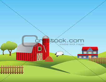 Farm with rolling hills