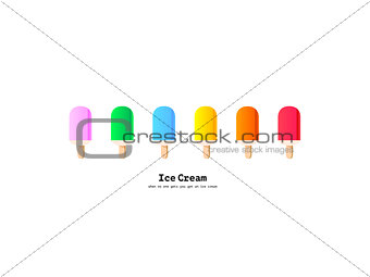 Vector rainbow colors popsicles ice cream set