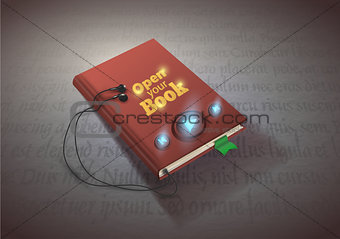 Concept of audio book with headphones, vector illustration