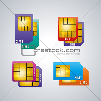 Icons dual sim card, vector illustration.