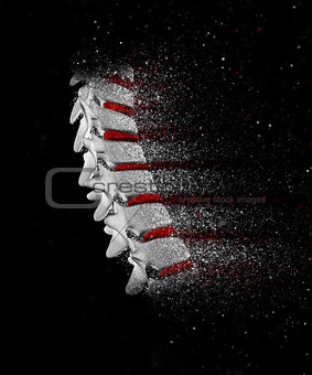 3D spine image with disintegration effect