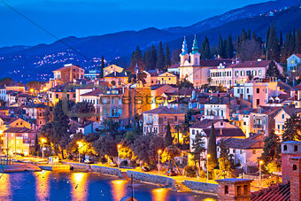 Town of Volosko evening waterfront view