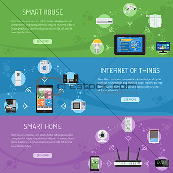 Smart House and internet of things Horizontal Banners